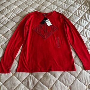 Ralph Lauren Long Sleeve Red Cotton Tee Size M NWT